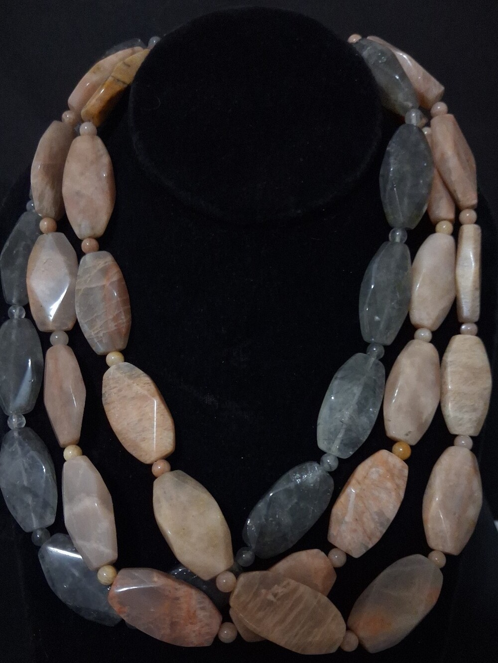 Jay King Mine Finds DTR .925 Mixed Moonstone 3 Strand Gemstone Beaded Necklace